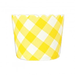 Forminhas para Cupcake Forneáveis Xadrez Vichy Amarelo 20 uni SAQUINHOS